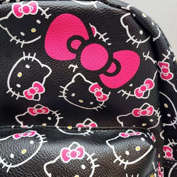 NWT Hello Kitty Mini Backpack | Black White Pink | Adjustable Straps Zippers PU - Picture 2 of 11